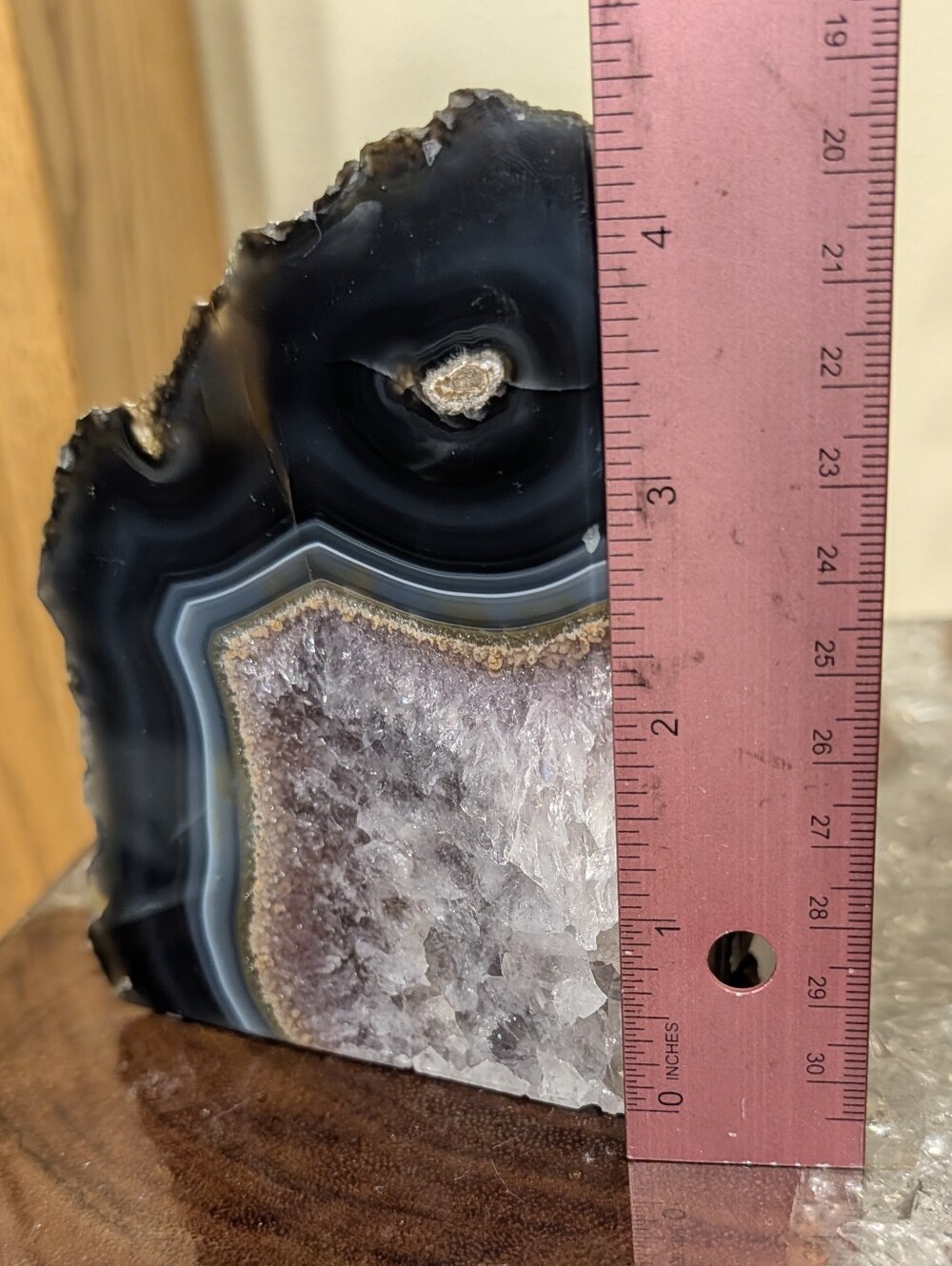 Agate Geode Sections Set of 3 Naturally Colored Black, Gold, Silver & Iridescent - Picture 5 of 14